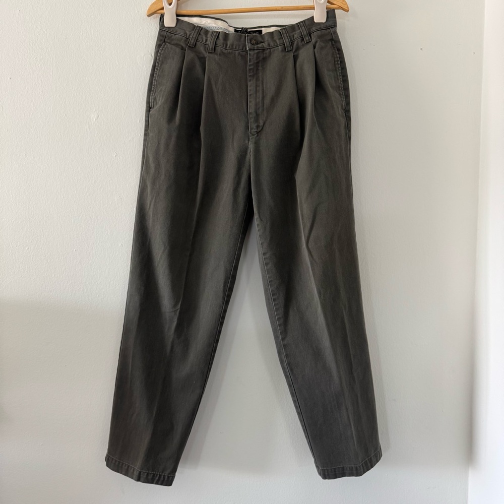 Banana Republic Traveler Chino Pleated Olive Cotton Relaxed Fit Men's Pants